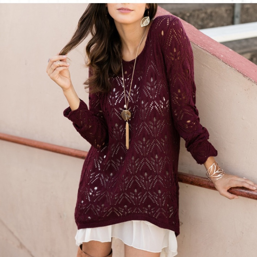 Grace and Lace Pointelle Sweater
